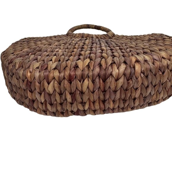 Xhilaration Handwoven Half-Moon Straw Bag Circular Handles Tropical Vacation - Picture 8 of 8